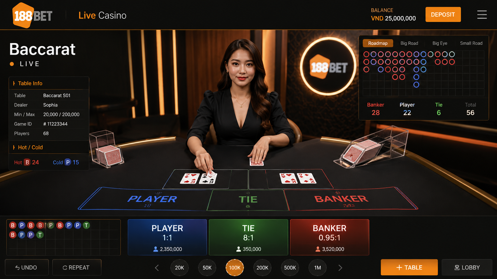 Dealer Live Casino chia bài Baccarat trực tuyến